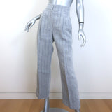 Brunello Cucinelli Pinstripe Linen Cropped Pants Light Gray/Blue Size US 6
