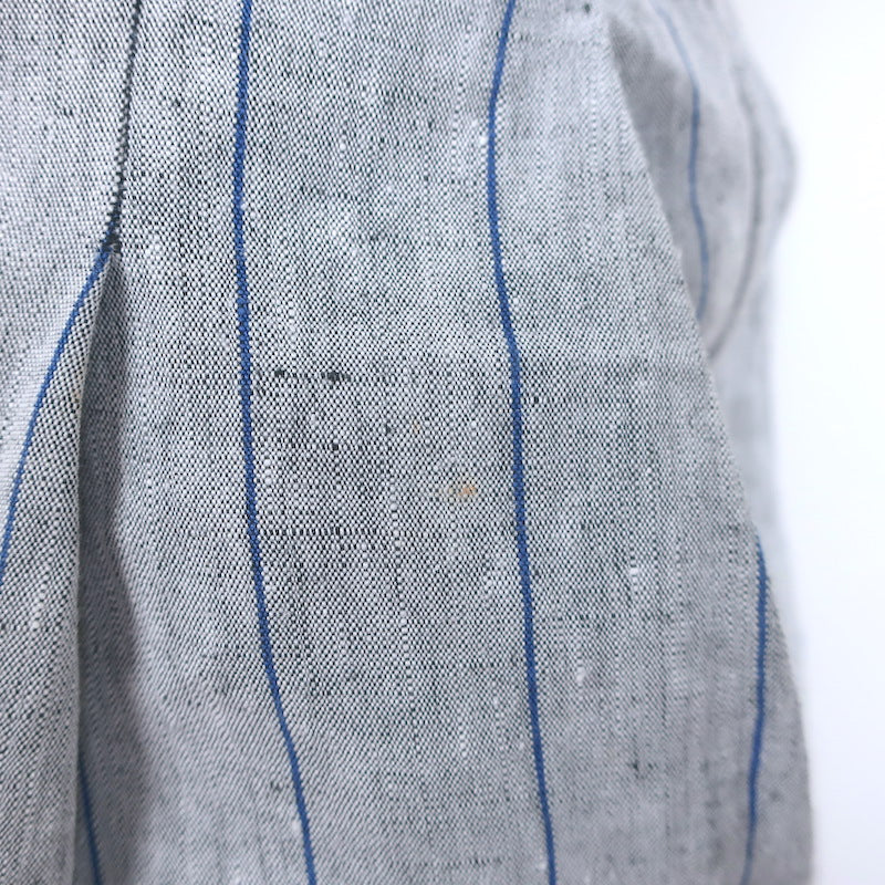 Brunello Cucinelli Pinstripe Linen Cropped Pants Light Gray/Blue Size US 6