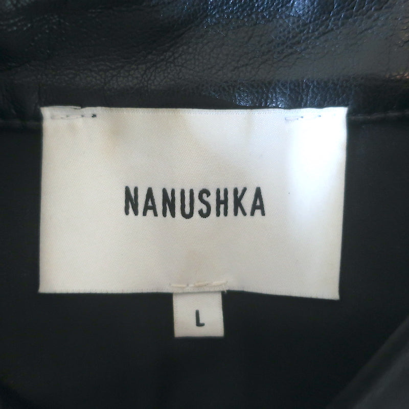 Nanushka Roberta Belted Vegan Leather Mini Shirtdress Black Size Large