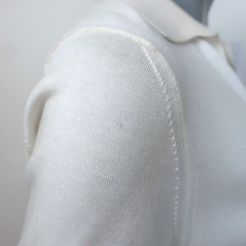 Loro Piana Knit Polo Shirt Cream Silk-Cotton Size 40