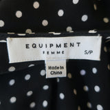 Equipment Sola Balloon Sleeve Blouse Black & White Polka Dot Silk Size Small