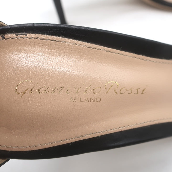 Gianvito Rossi Portofino Striped Ankle Strap Sandals Black/White Leather Size 40