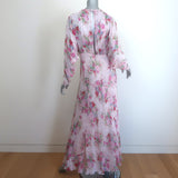 LoveShackFancy Daya Maxi Dress Light Pink Floral Print Chiffon Size 4