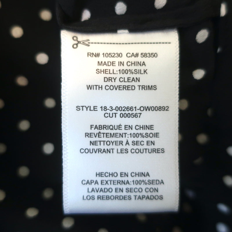 Equipment Sola Balloon Sleeve Blouse Black &amp; White Polka Dot Silk Size Small