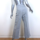 Brunello Cucinelli Pinstripe Linen Cropped Pants Light Gray/Blue Size US 6