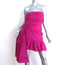 LoveShackFancy Noble Strapless Bow Mini Dress Fuschia Silk Size 8 NEW