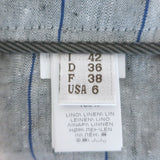 Brunello Cucinelli Pinstripe Linen Cropped Pants Light Gray/Blue Size US 6