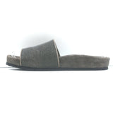 Brunello Cucinelli Monili Band Slide Sandals Dark Gray Suede Size 37 NEW