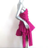 LoveShackFancy Noble Strapless Bow Mini Dress Fuschia Silk Size 8 NEW