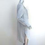 CP Shades Long Sleeve Dress White/Blue Striped Linen Size Small