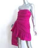 LoveShackFancy Noble Strapless Bow Mini Dress Fuschia Silk Size 8 NEW