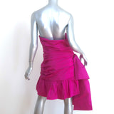 LoveShackFancy Noble Strapless Bow Mini Dress Fuschia Silk Size 8 NEW
