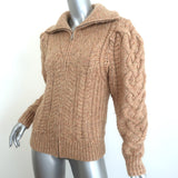 Isabel Marant Etoile Rebeca Puff Sleeve Zip-Up Cardigan Ochre Size 34