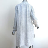 CP Shades Long Sleeve Dress White/Blue Striped Linen Size Small