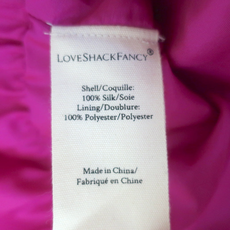 LoveShackFancy Noble Strapless Bow Mini Dress Fuschia Silk Size 8 NEW