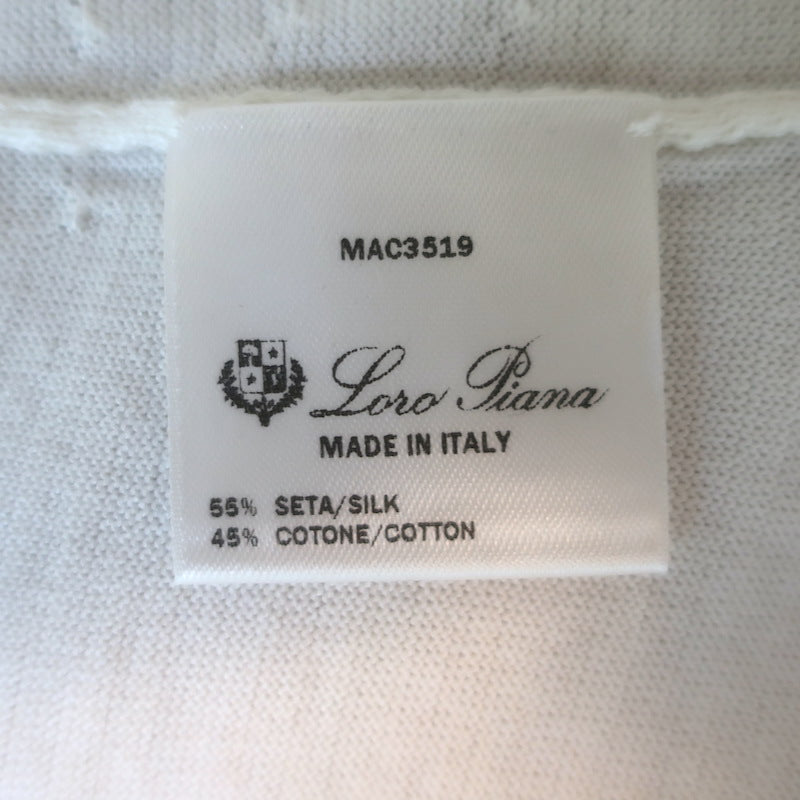 Loro Piana Knit Polo Shirt Cream Silk-Cotton Size 40