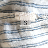 CP Shades Long Sleeve Dress White/Blue Striped Linen Size Small