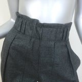 Brunello Cucinelli Metallic Check Paperbag Waist Pants Charcoal/Green Size US 6