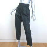 Brunello Cucinelli Metallic Check Paperbag Waist Pants Charcoal/Green Size US 6