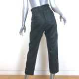 Brunello Cucinelli Metallic Check Paperbag Waist Pants Charcoal/Green Size US 6
