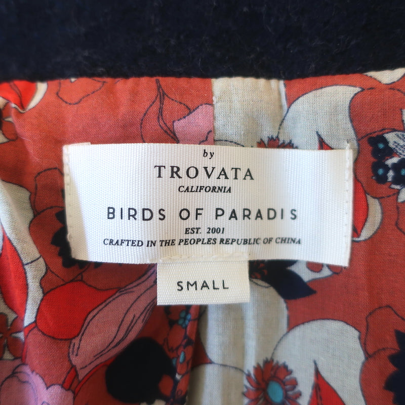 Trovata Birds of Paradis Sutton Blazer Navy Size Small Two-Button Jacket
