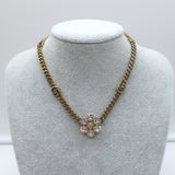 Gucci Crystal Flower GG Marmont Choker Necklace Brass