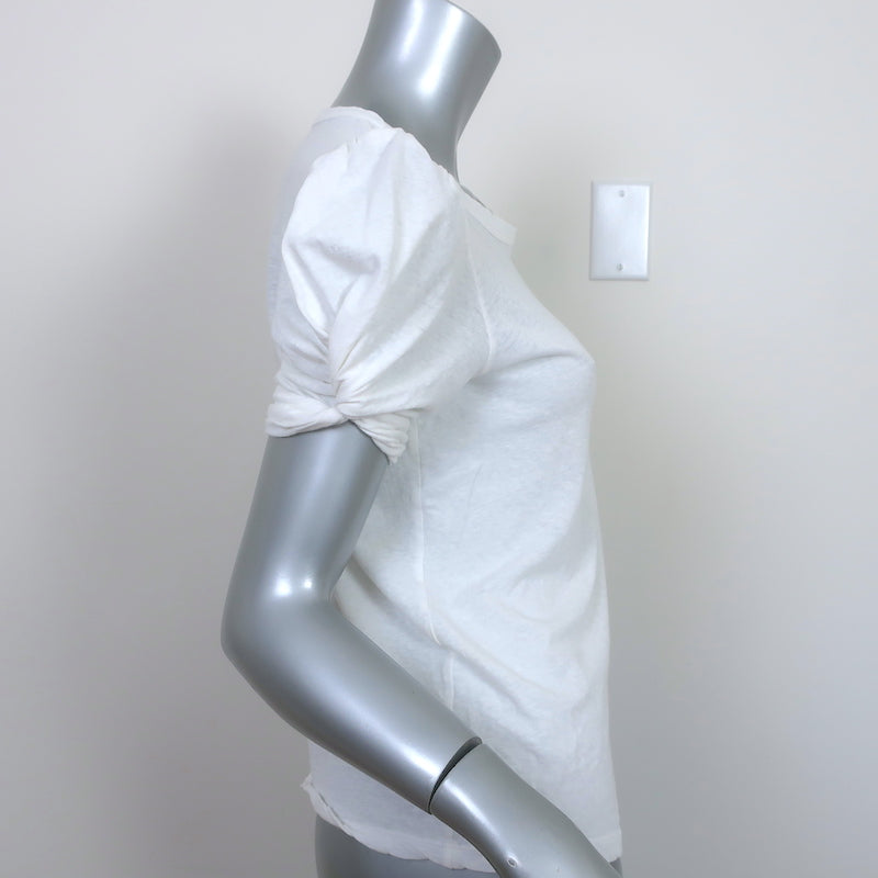 A.L.C. Kati Puff Sleeve Tee White Cotton Size Small Short Sleeve Top