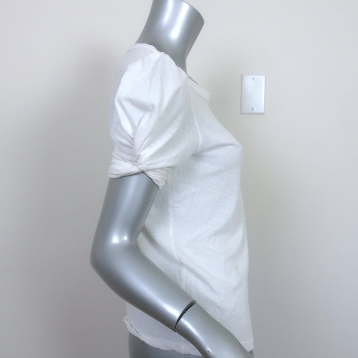 A.L.C. Kati Puff Sleeve Tee White Cotton Size Small Short Sleeve Top
