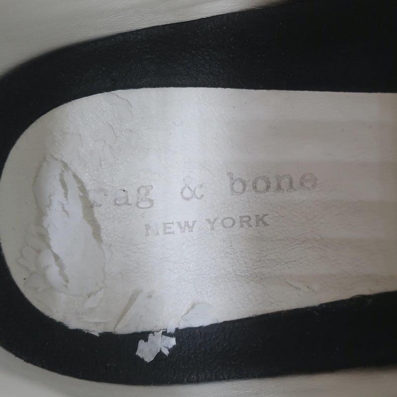 Rag &amp; Bone Retro Low Top Running Sneakers White Mesh &amp; Off-White Suede Size 37