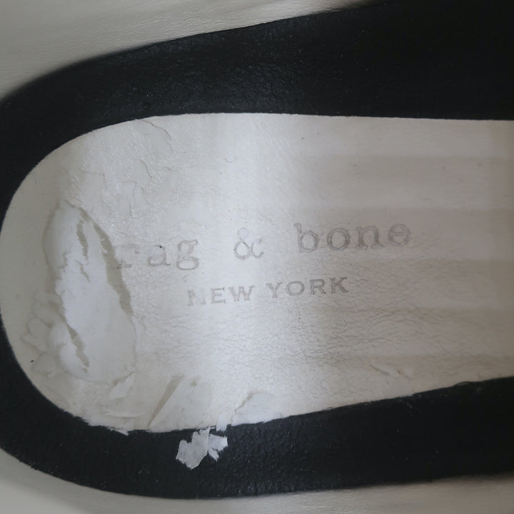 Rag &amp; Bone Retro Low Top Running Sneakers White Mesh &amp; Off-White Suede Size 37