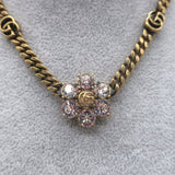 Gucci Crystal Flower GG Marmont Choker Necklace Brass