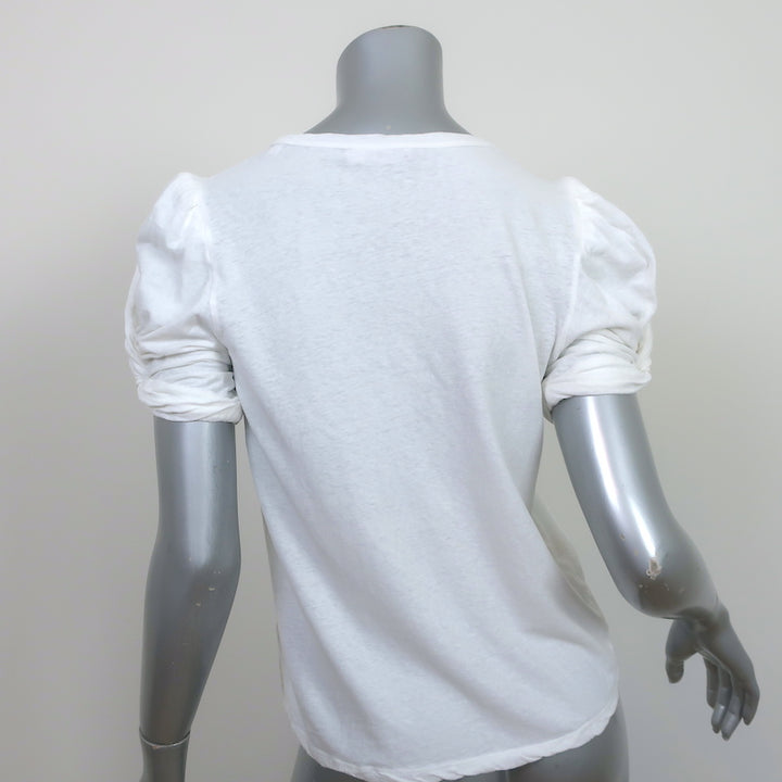 A.L.C. Kati Puff Sleeve Tee White Cotton Size Small Short Sleeve Top