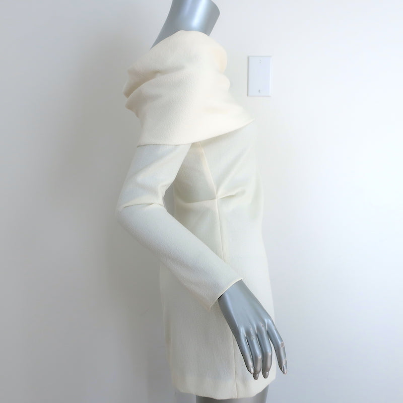 Zara Off the Shoulder Mini Dress Ivory Crepe Size Small Long Sleeve Tunic NEW