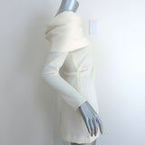 Zara Off the Shoulder Mini Dress Ivory Crepe Size Small Long Sleeve Tunic NEW