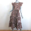 Ulla Johnson Elsie Tiered Ruffled Midi Dress Brown Printed Cotton Size 4