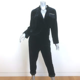 Brunello Cucinelli Monili-Detail Satin-Cuff Velvet Jumpsuit Black Size Medium