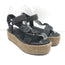 Brunello Cucinelli Monili Platform Espadrille Sandals Black Leather Size 37 NEW