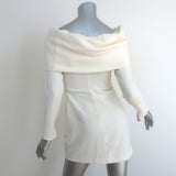Zara Off the Shoulder Mini Dress Ivory Crepe Size Small Long Sleeve Tunic NEW