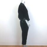 Brunello Cucinelli Monili-Detail Satin-Cuff Velvet Jumpsuit Black Size Medium