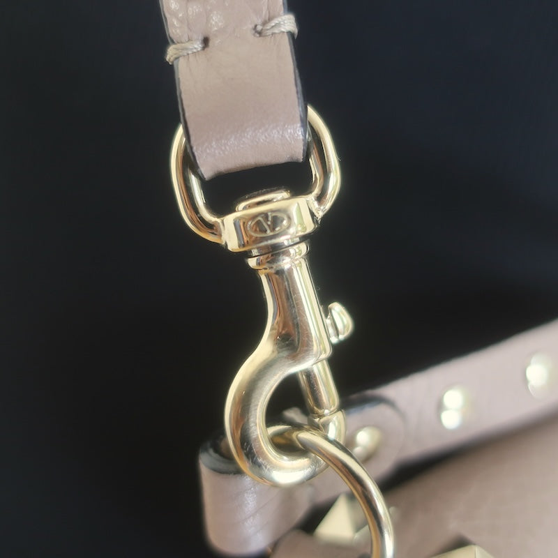 Valentino Rockstud Pouch Taupe Grained Leather Mini Crossbody Bag