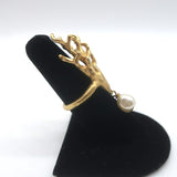 Christian Dior Tribales Coraile Pearl-Drop Ring Gold Size 7