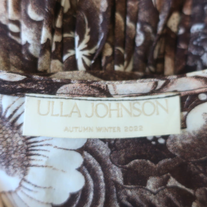 Ulla Johnson Elsie Tiered Ruffled Midi Dress Brown Printed Cotton Size 4