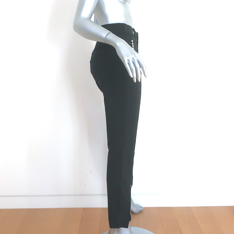 Alexander Wang High Waisted Snap-Front Leggings Black Stretch Wool Size 4 NEW