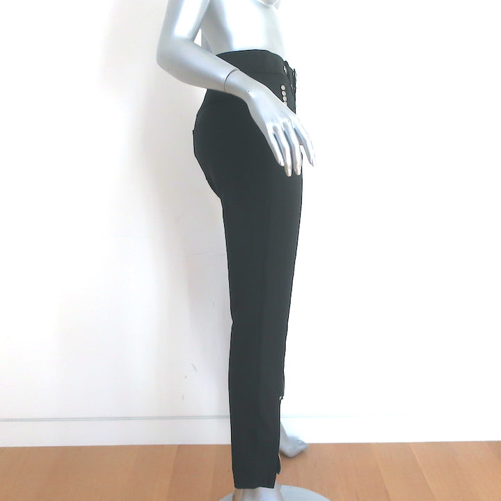 Alexander Wang High Waisted Snap-Front Leggings Black Stretch Wool Size 4 NEW