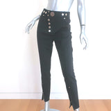 Alexander Wang High Waisted Snap-Front Leggings Black Stretch Wool Size 4 NEW