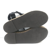 Brunello Cucinelli Monili Platform Espadrille Sandals Black Leather Size 37 NEW