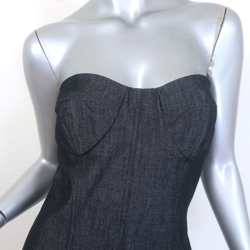 Dana Foley NYC Ruby Lee Strapless Denim Mini Dress Dark Blue Size Large NEW