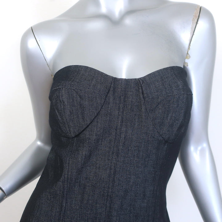 Dana Foley NYC Ruby Lee Strapless Denim Mini Dress Dark Blue Size Large NEW