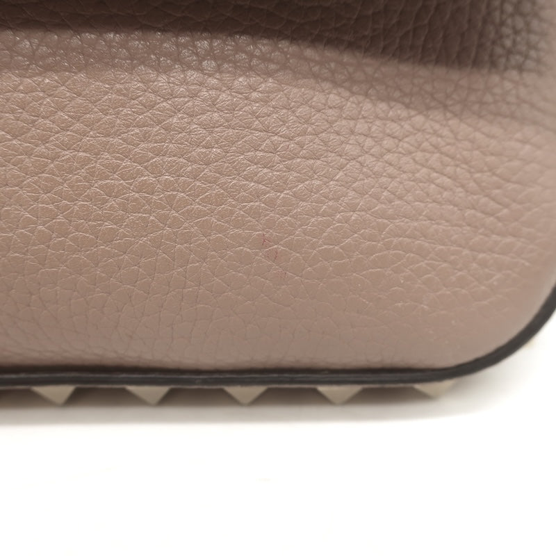 Valentino Rockstud Pouch Taupe Grained Leather Mini Crossbody Bag