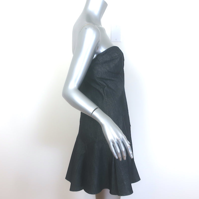 Dana Foley NYC Ruby Lee Strapless Denim Mini Dress Dark Blue Size Large NEW